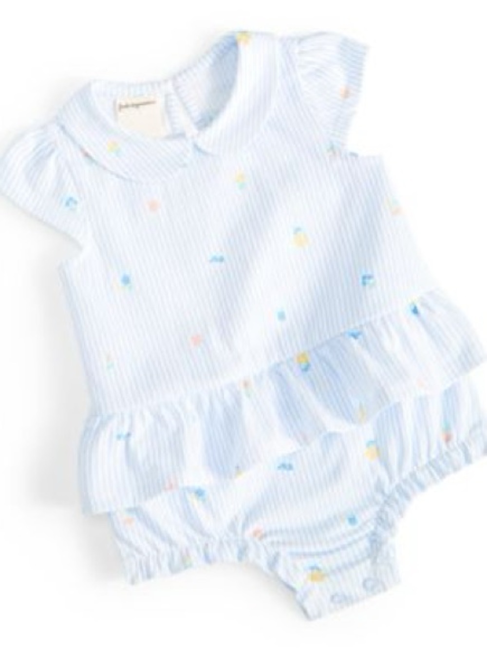 First Impressions Light Blue Striped Ruffle Diaper Cover